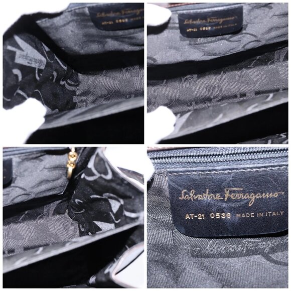 Salvatore Ferragamo Gancini Hand Bag Leather 2way Brown Gold Auth 147511 - Picture 15 of 16